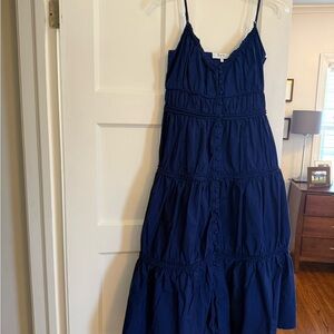 Sea Deep Blue Maxi Dress with Spaghetti Straps
